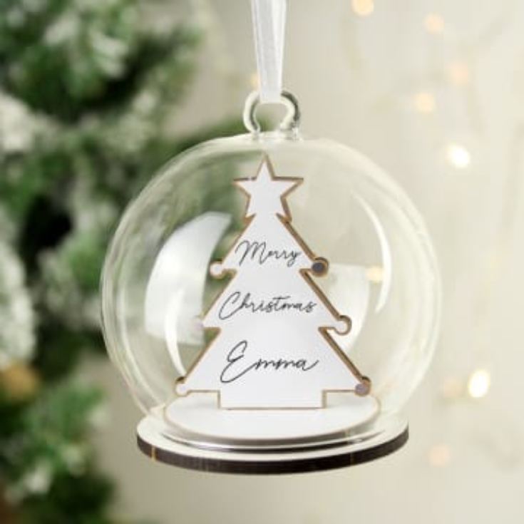 Personalised Wooden and Glass Christmas Baubles (Christmas Tree) product image