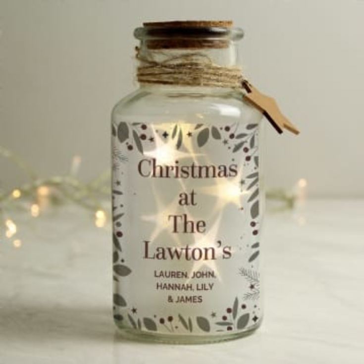 Personalised Christmas LED Glass Jars (Festive) product image