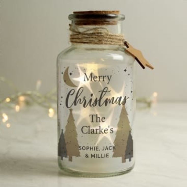 Personalised Christmas LED Glass Jars (Tree) product image
