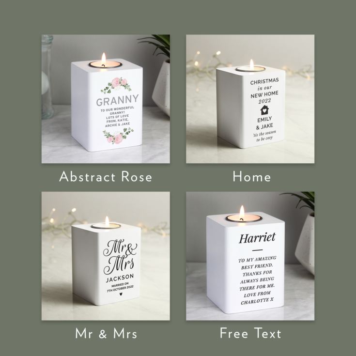 Personalised White Wooden Tea Light Holders product image
