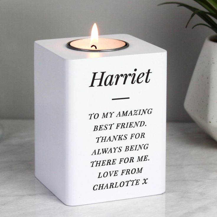 Personalised White Wooden Tea Light Holders product image