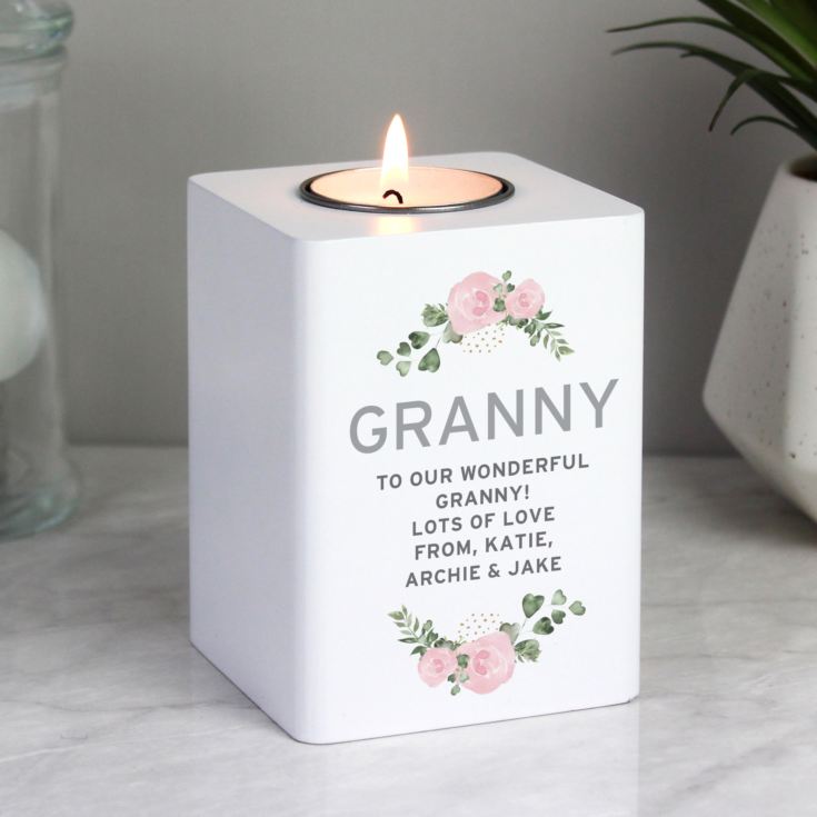 Personalised White Wooden Tea Light Holders product image
