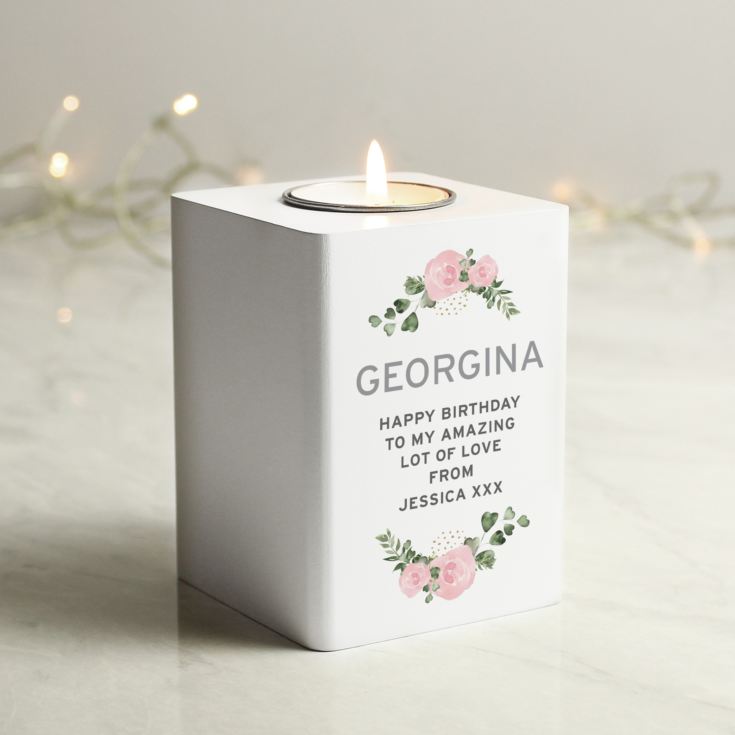 Personalised White Wooden Tea Light Holders product image