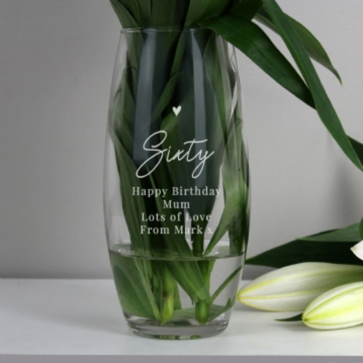 Personalised Sixty Birthday Glass Bullet Vase product image
