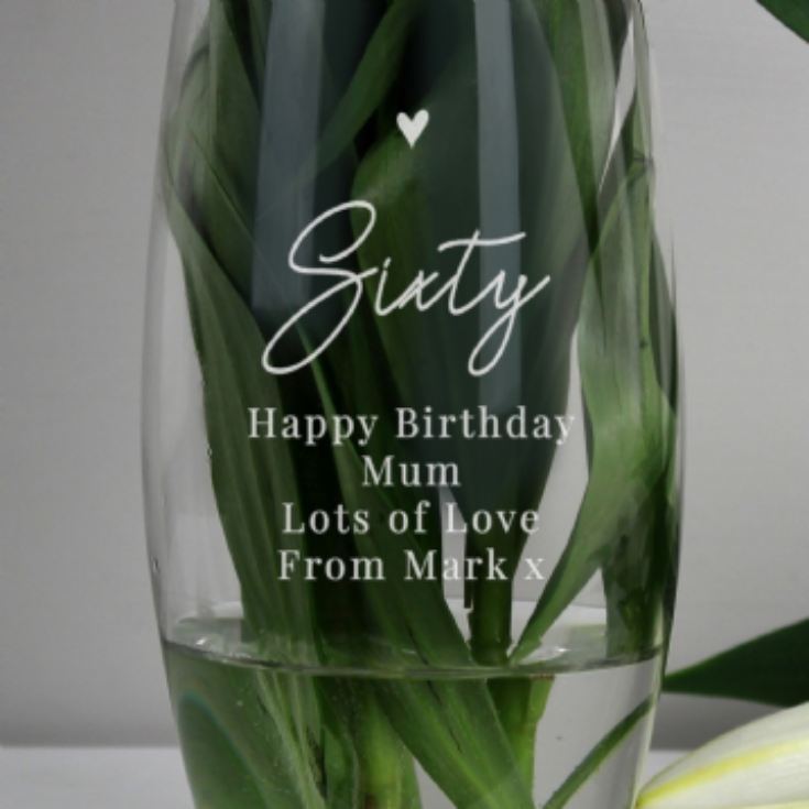 Personalised Sixty Birthday Glass Bullet Vase product image