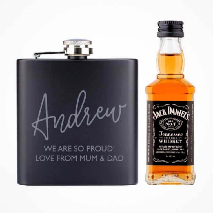 Personalised Hipflask and Whiskey Miniature Set product image