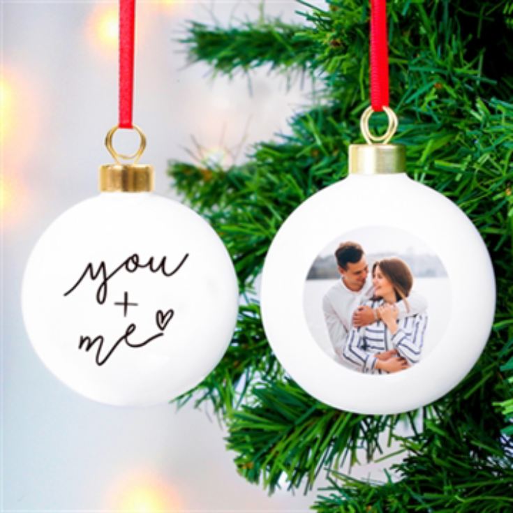 Personalised Photo Upload "You & Me" Christmas Baubles product image