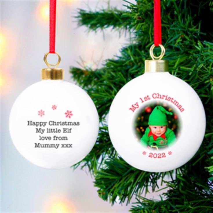 Personalised 1st Christmas Photo Upload Bauble product image