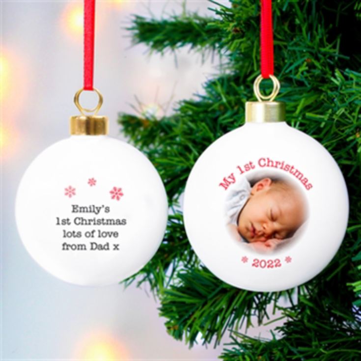 Personalised 1st Christmas Photo Upload Bauble product image