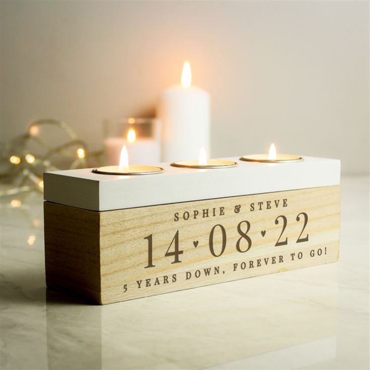 Personalised Large Date Triple Tea Light Box product image