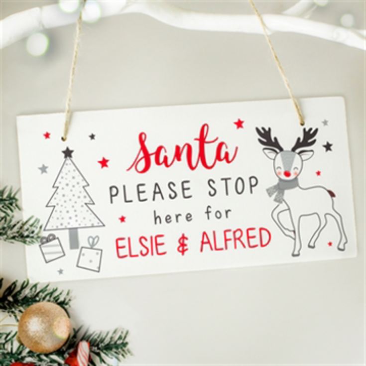 Personalised Rudolph Santa Please Stop Here Sign product image