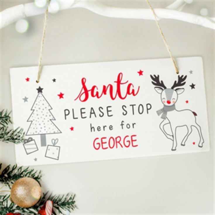 Personalised Rudolph Santa Please Stop Here Sign product image