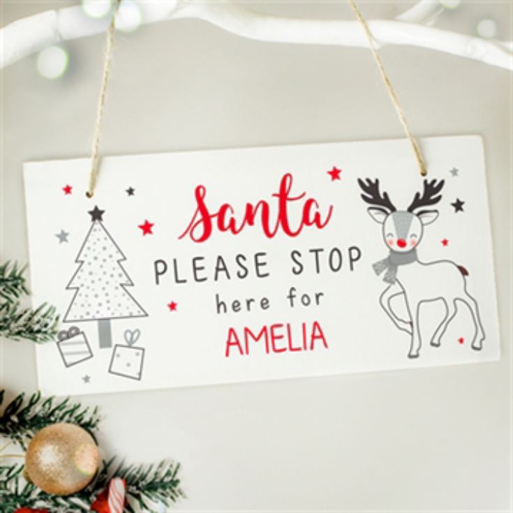 Personalised Rudolph Santa Please Stop Here Sign product image