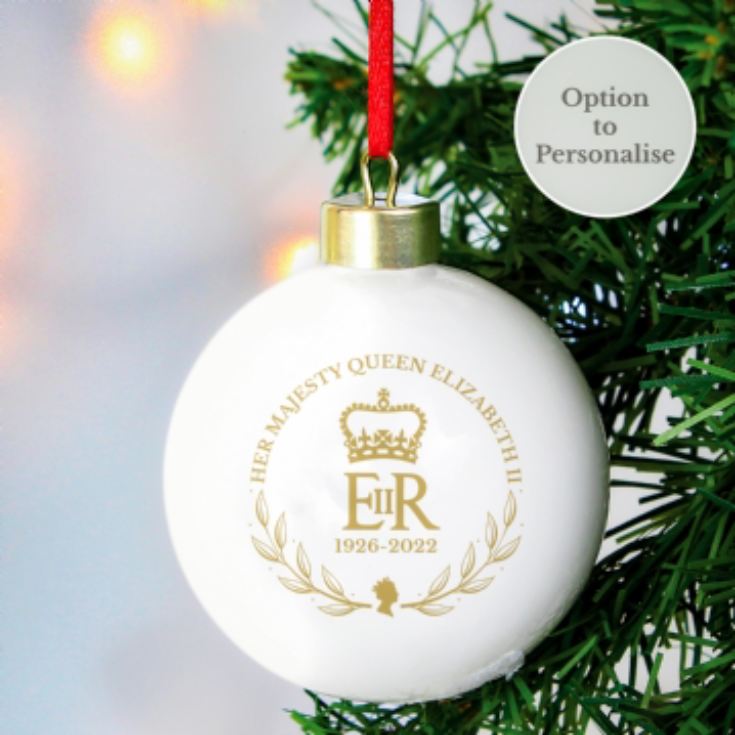 Personalised Queen's Commemorative Wreath Christmas Bauble product image