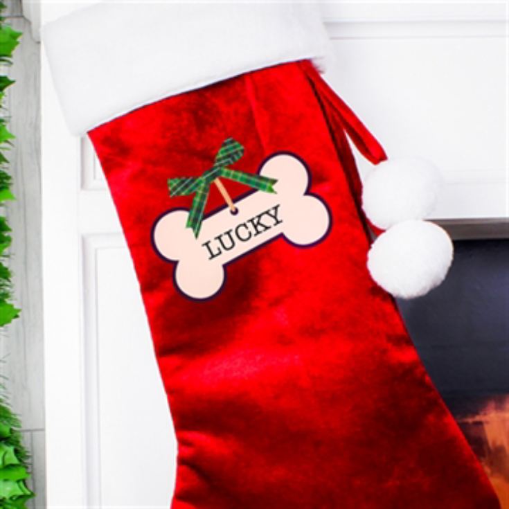 Personalised Dog Treats Luxury Red Christmas Stocking product image