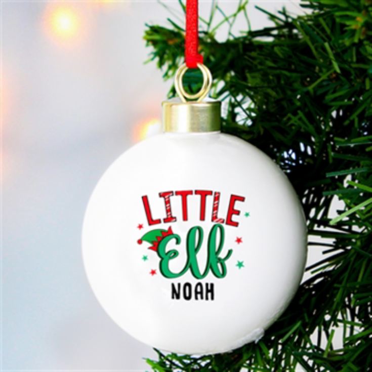 Personalised Little Elf Christmas Bauble product image
