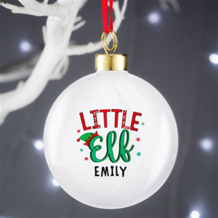 Personalised Little Elf Christmas Bauble product image