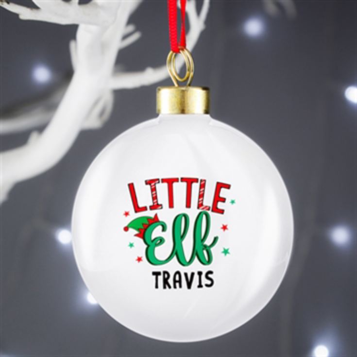 Personalised Little Elf Christmas Bauble product image