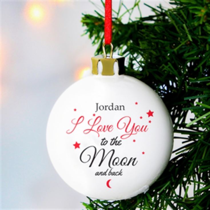 Personalised To The Moon & Back Christmas Bauble product image