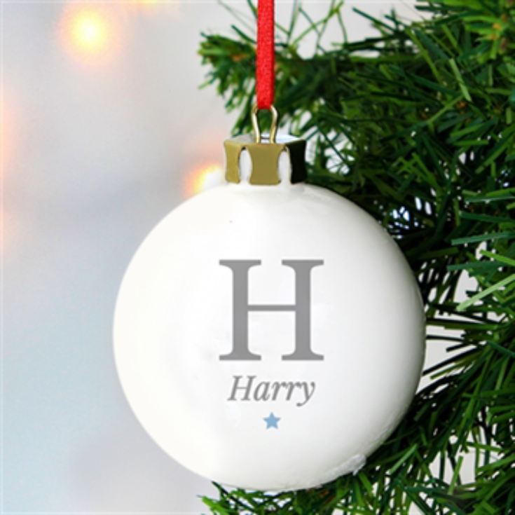 Personalised Initial Blue Star Christmas Bauble product image