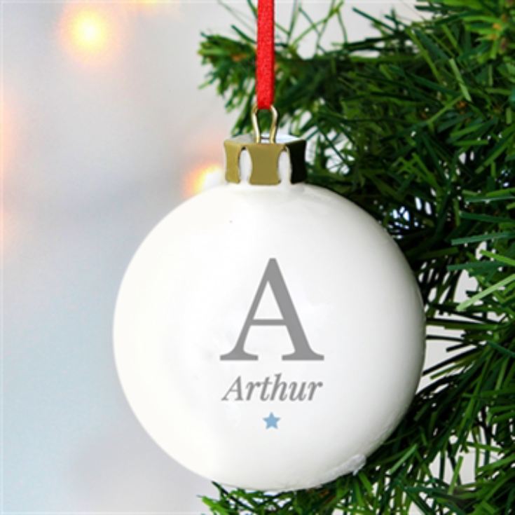 Personalised Initial Blue Star Christmas Bauble product image