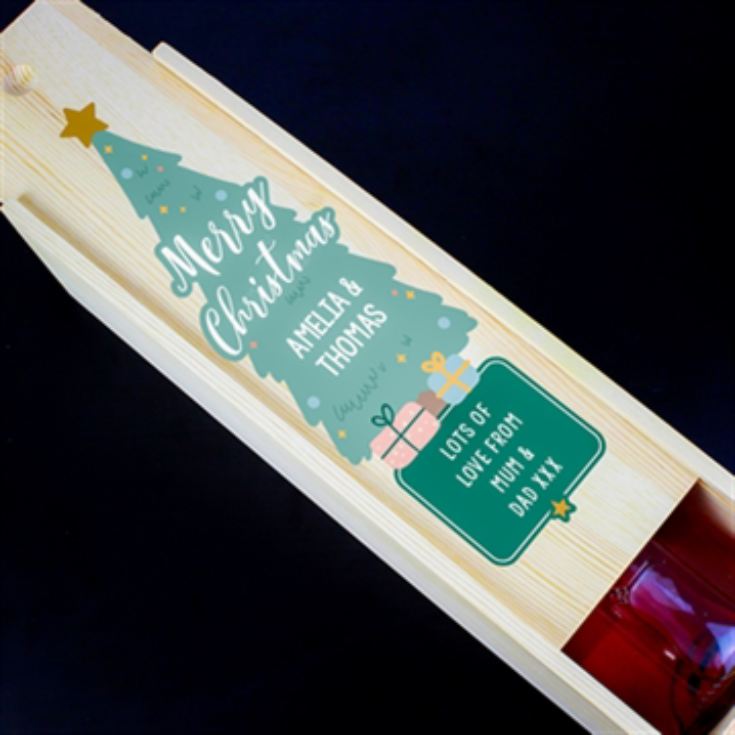 Personalised Merry Christmas Wooden Bottle Box product image