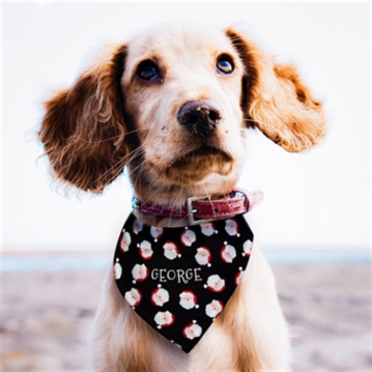 Personalised Santa Black Dog Bandana product image