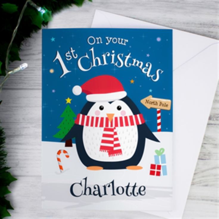 Personalised Christmas Penguin Christmas Card product image
