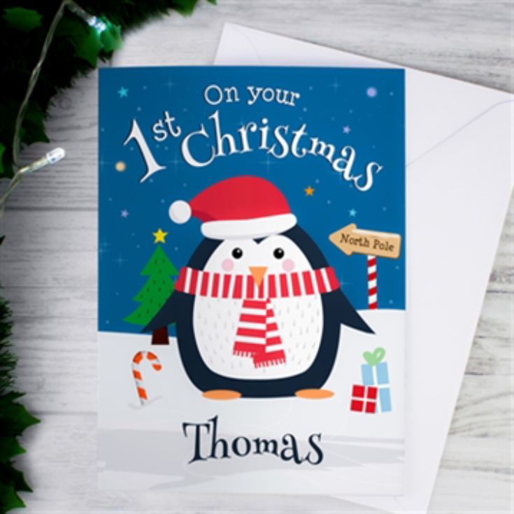 Personalised Christmas Penguin Christmas Card product image