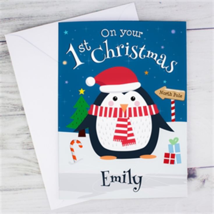 Personalised Christmas Penguin Christmas Card product image