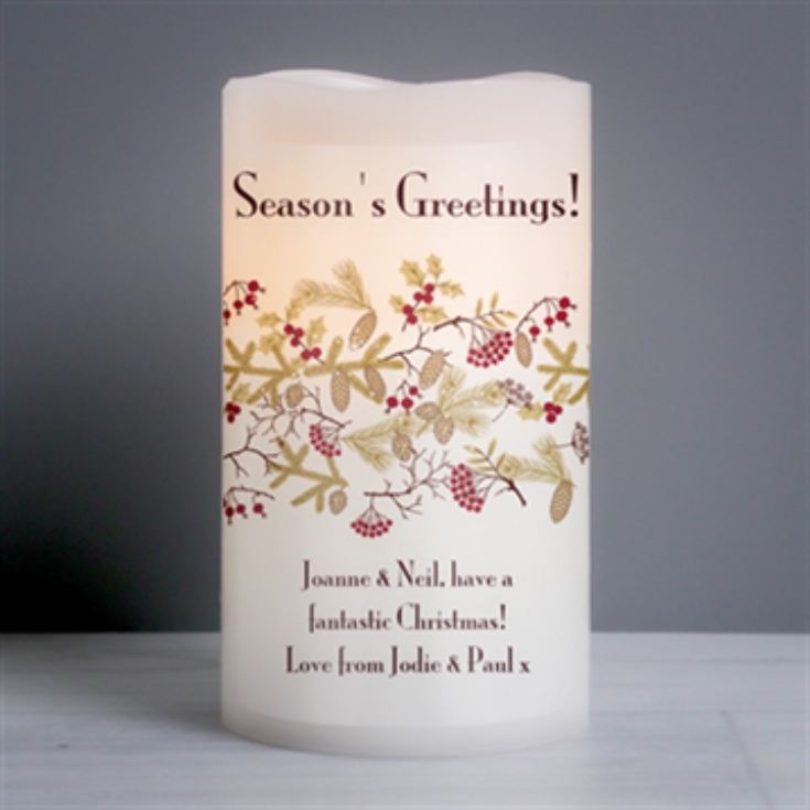 Personalised Christmas Floral LED Candle product image