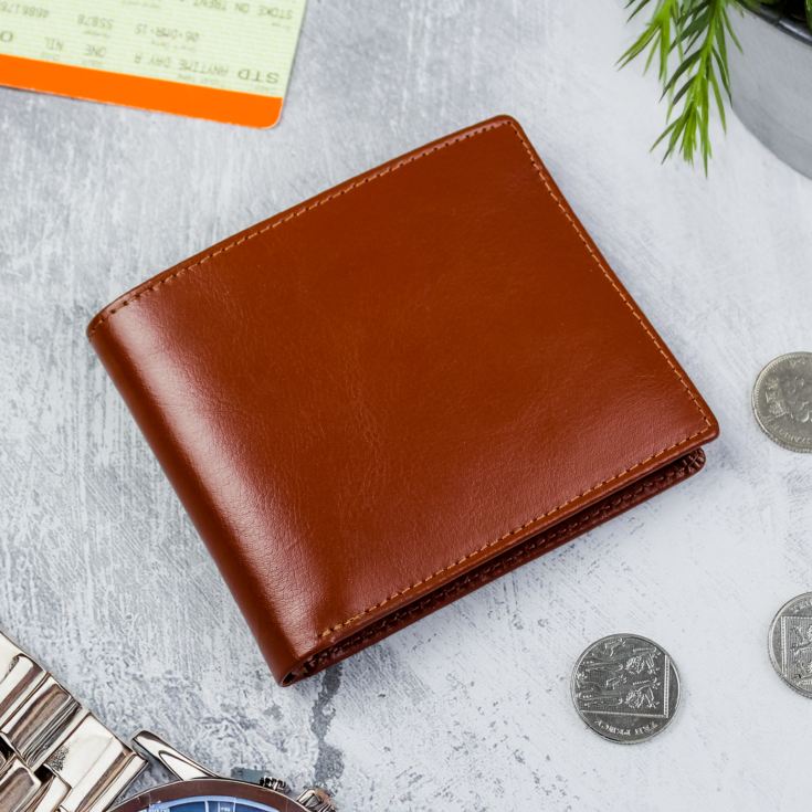 Personalised Free Text Tan Leather Wallet product image