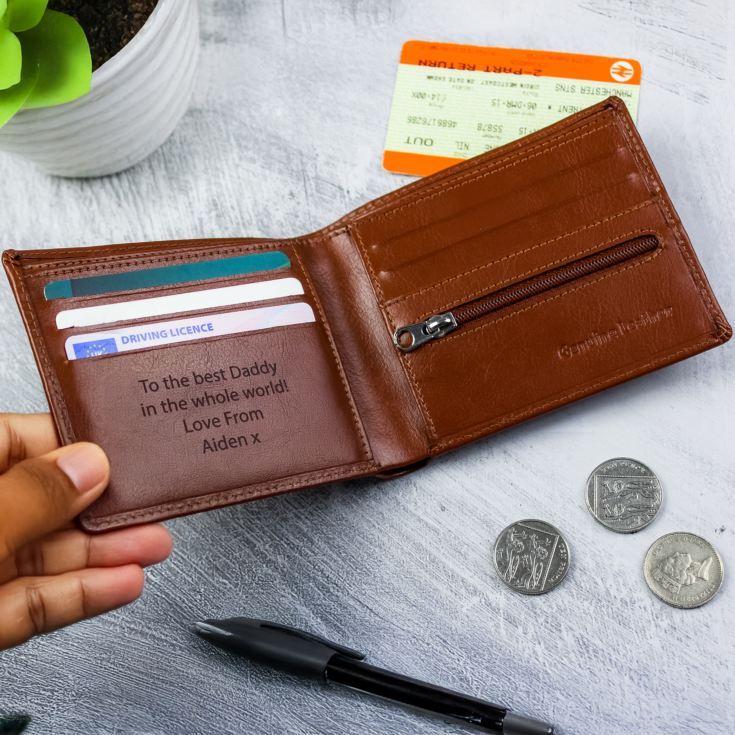 Personalised Free Text Tan Leather Wallet product image
