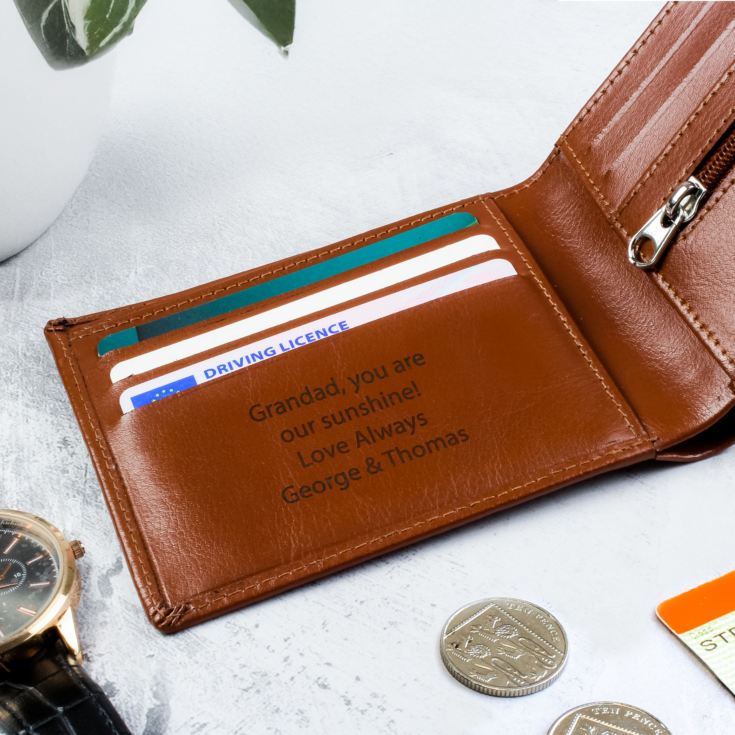 Personalised Free Text Tan Leather Wallet product image