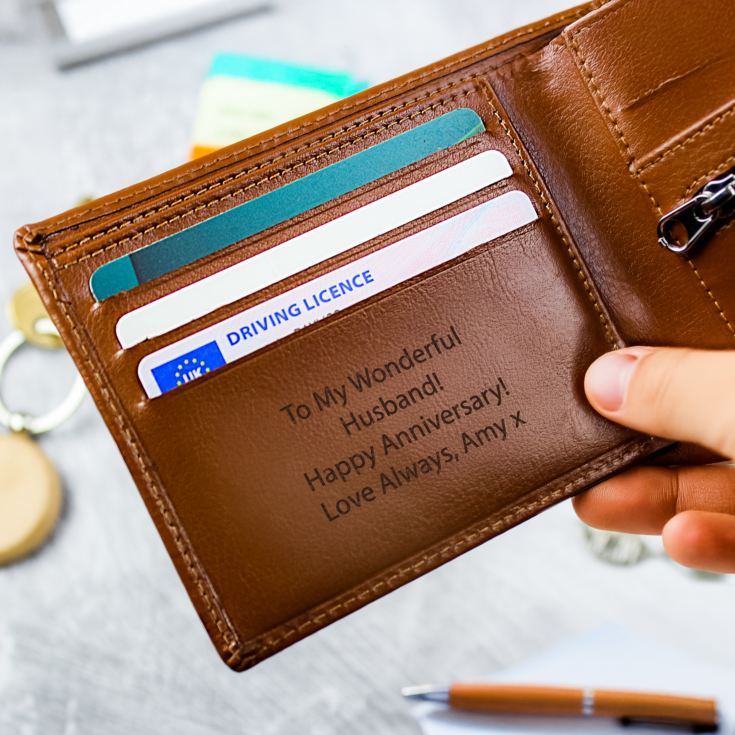 Personalised Free Text Tan Leather Wallet product image