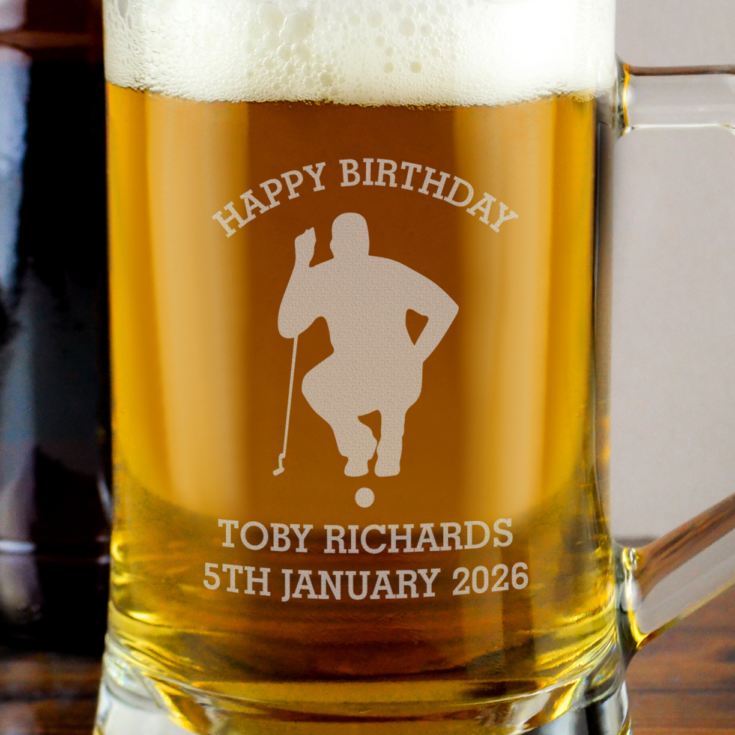 Engraved Golf Beer Glass Tankard product image
