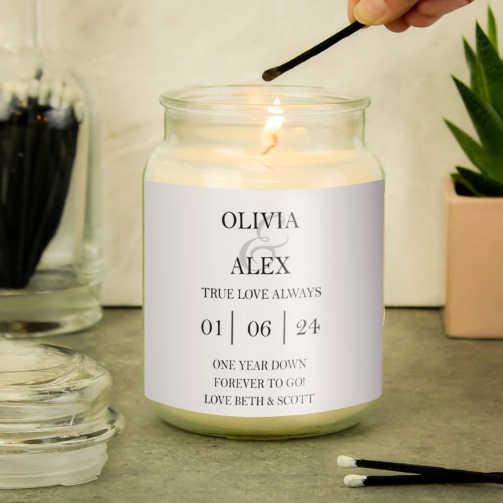 Personalised Couples Large Scented Jar Candle product image