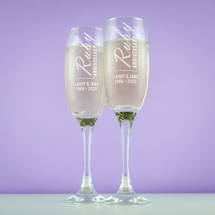 Personalised Ruby Anniversary Champagne Flutes product image