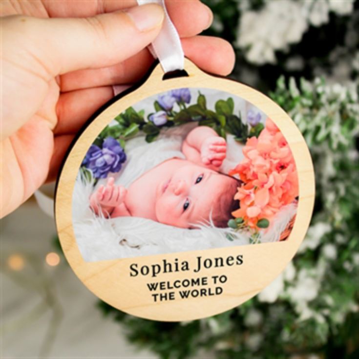 Personalised Photo Upload Round Wooden Decoration product image