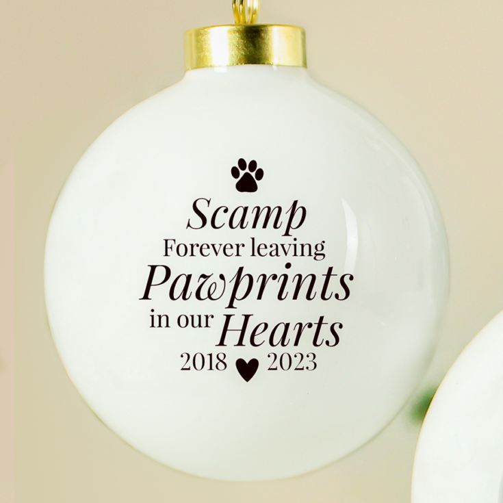 Personalised Paw Print Memorial Pet Photo Bauble product image