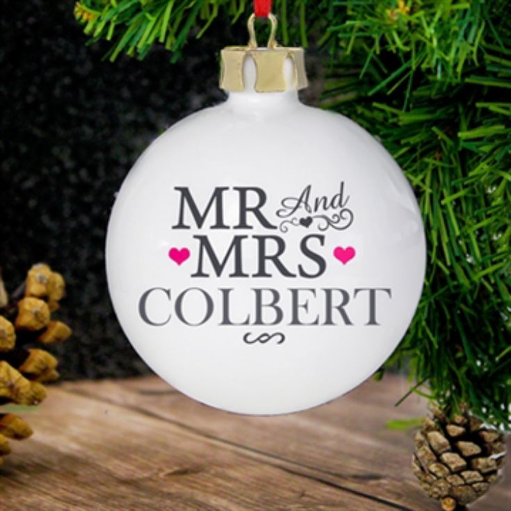 Mr & Mrs Personalised Christmas Bauble product image