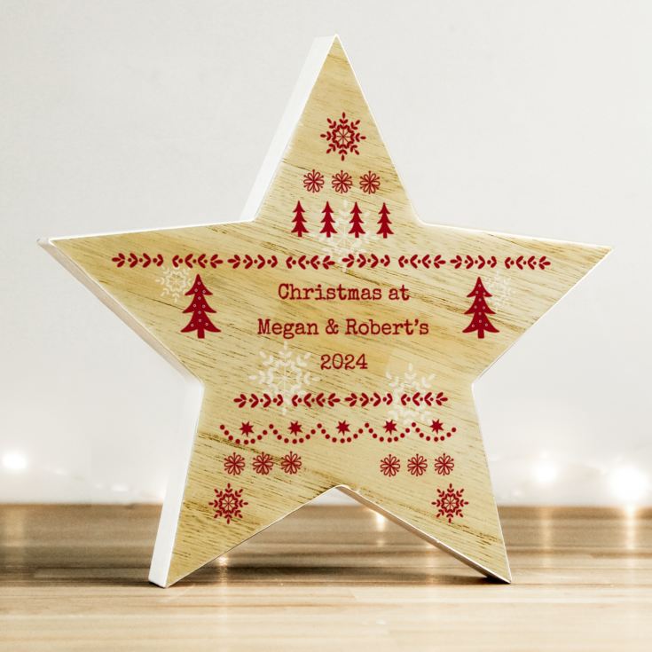 Personalised Christmas Fair Isle Wooden Star Ornament product image