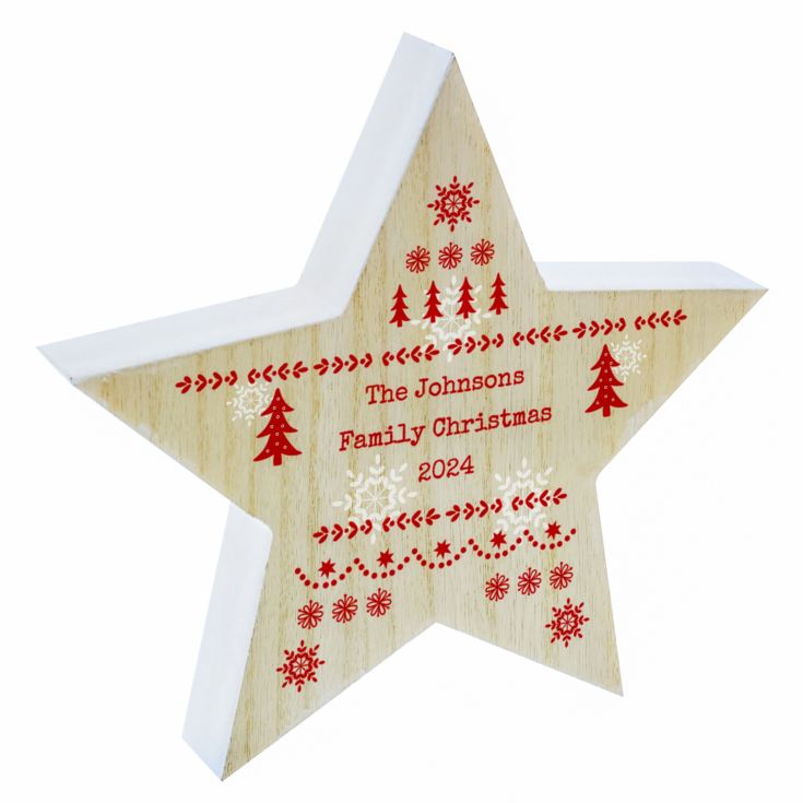 Personalised Christmas Fair Isle Wooden Star Ornament product image