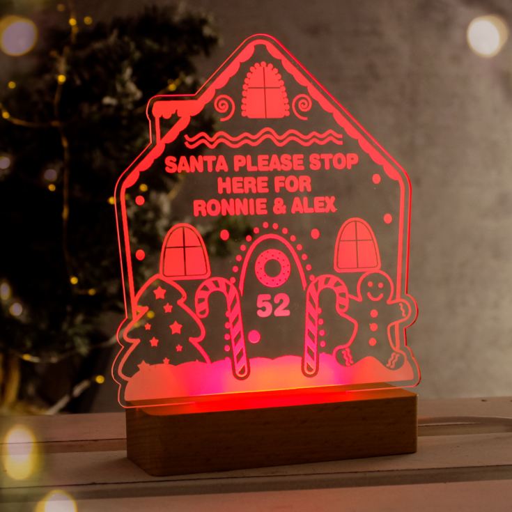 Personalised Gingerbread House Christmas Wooden Based LED Light product image