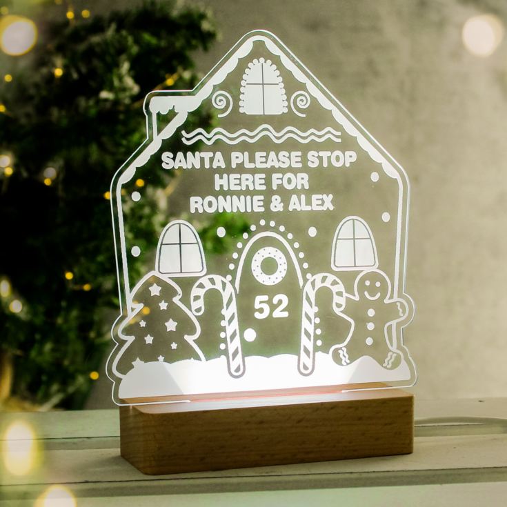 Personalised Gingerbread House Christmas Wooden Based LED Light product image