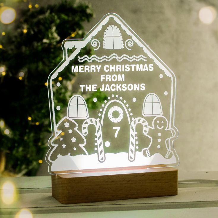 Personalised Gingerbread House Christmas Wooden Based LED Light product image