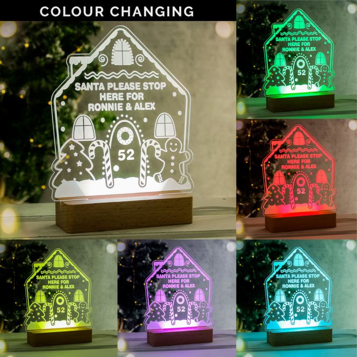 Personalised Gingerbread House Christmas Wooden Based LED Light product image