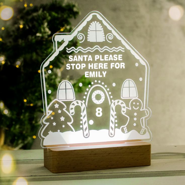 Personalised Gingerbread House Christmas Wooden Based LED Light product image
