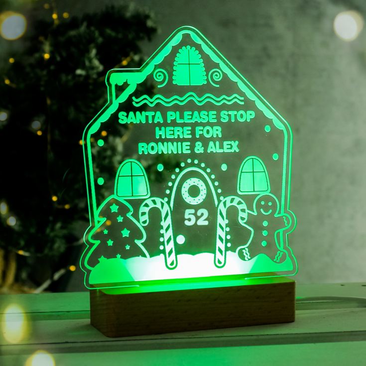 Personalised Gingerbread House Christmas Wooden Based LED Light product image