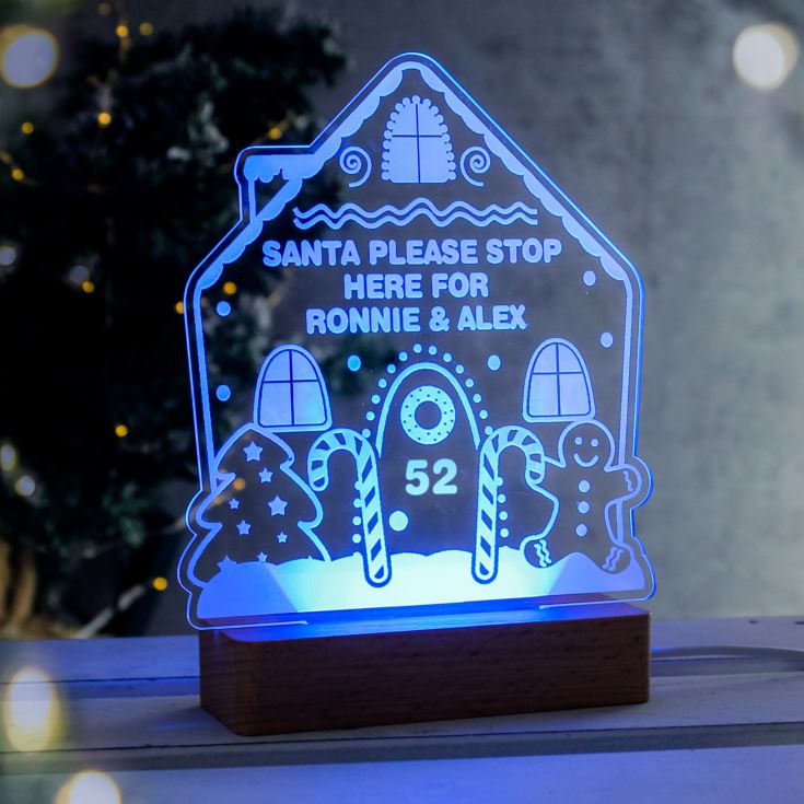 Personalised Gingerbread House Christmas Wooden Based LED Light product image